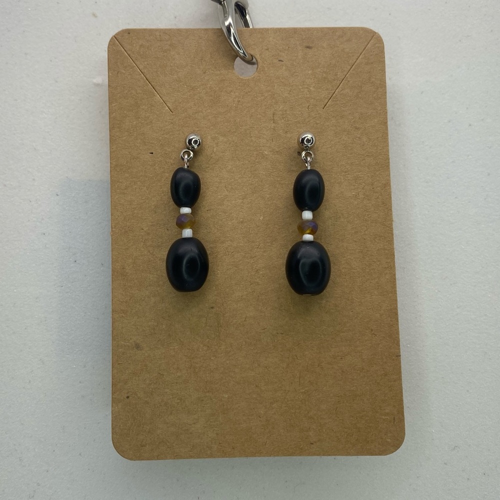 Glass/Wood Drop Earrings